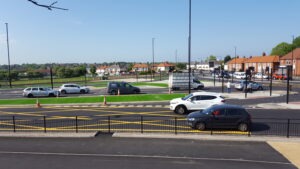 Commercial artificial grass installation at Cowgate junction