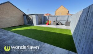 Artificial Grass installed in a shady garden